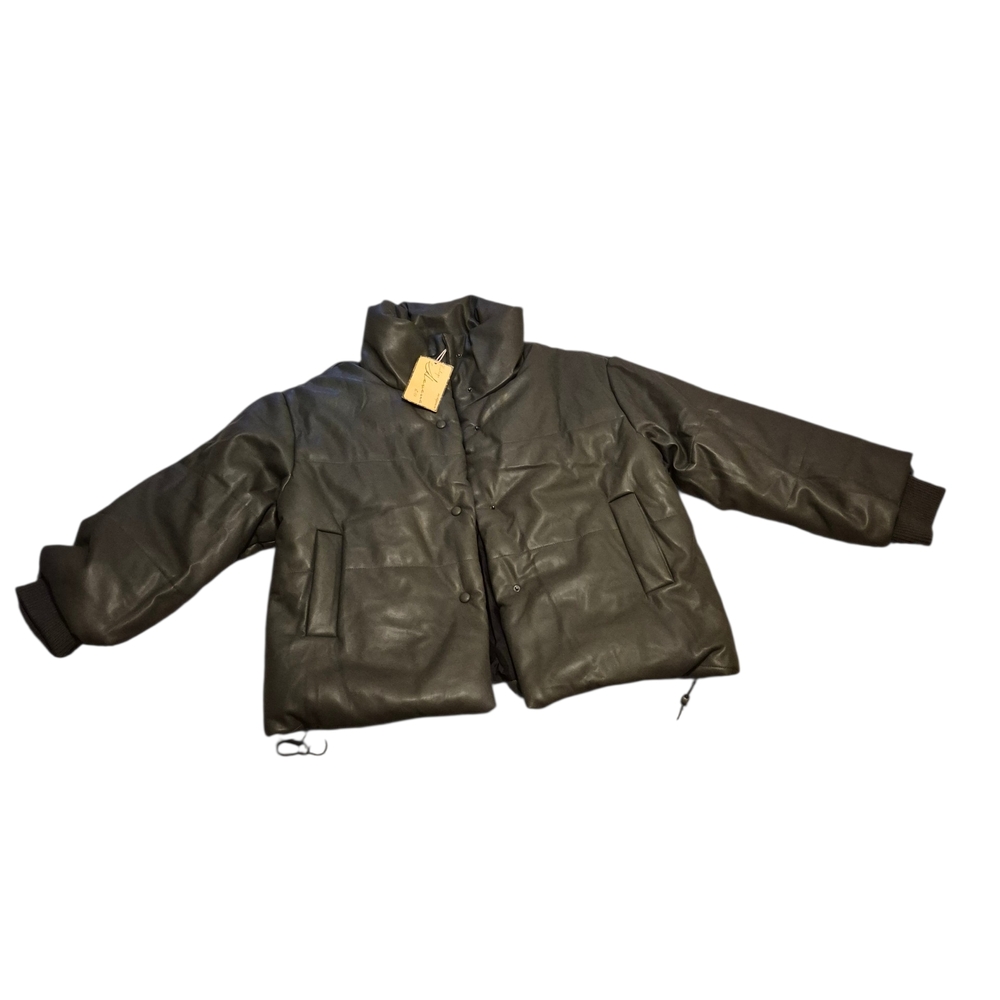 Vintage Havana Faux Leather Puffer Jacket